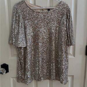 Cable & Gauge Silver Sequin Blouse